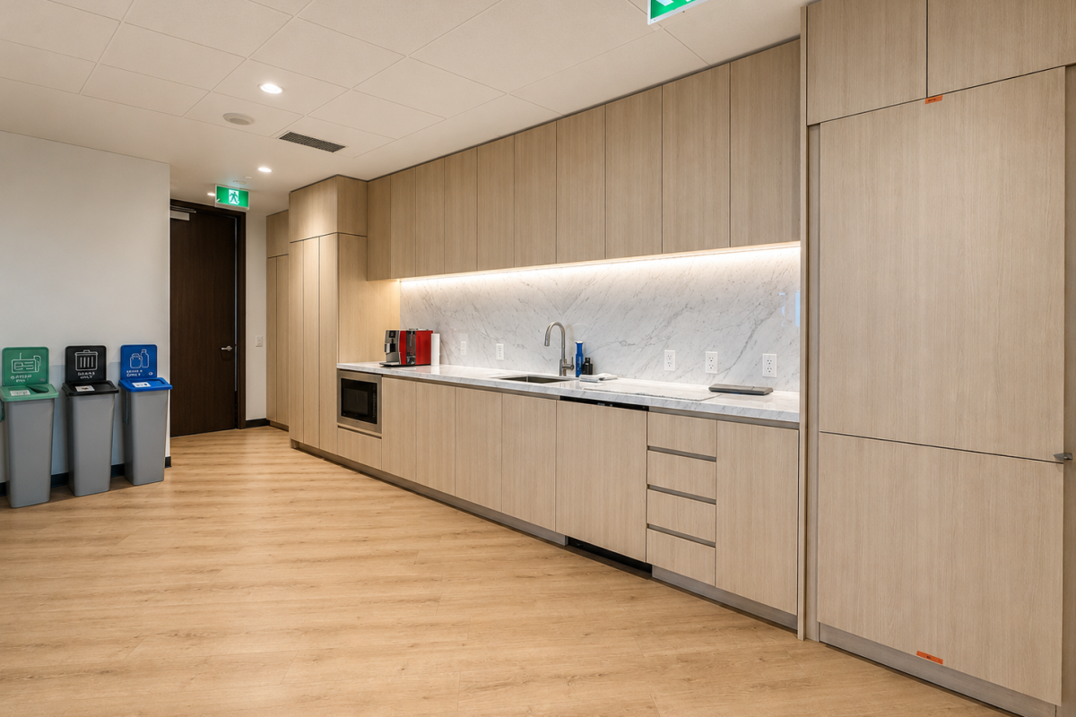 Commercial Office Kitchen with Custom Architectural Cabinetry